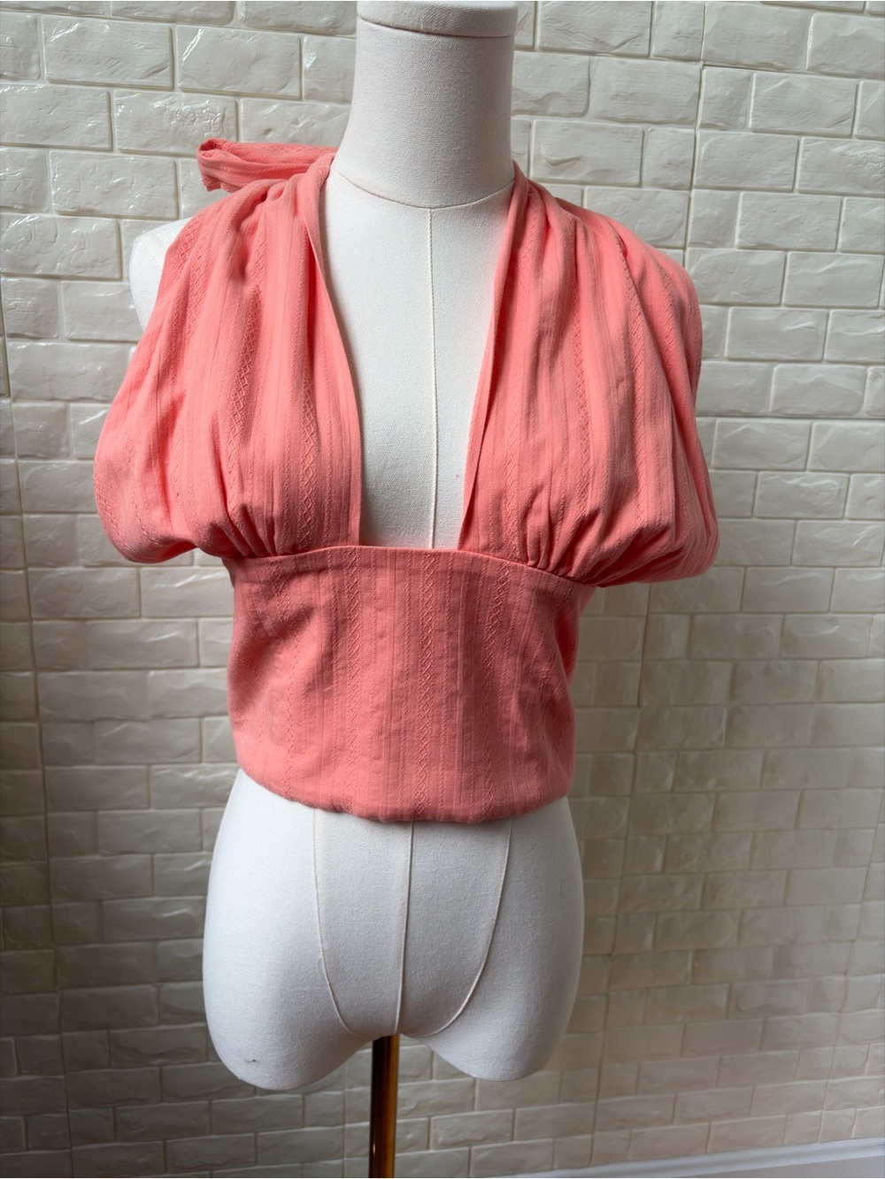 Free People Coral Halter Crop Camisole